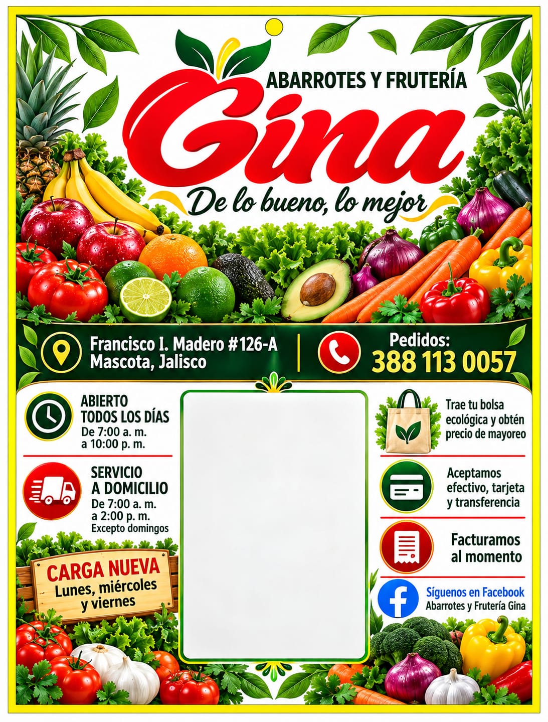 Diseño de calendario para abarrotes y frutería